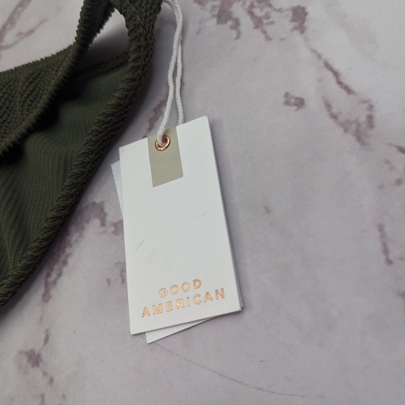 Good American Swim Bottom Women 5 6 2X 3X Stormy Green Crinkle Fit Cheeky Bikini - Picture 5 of 11